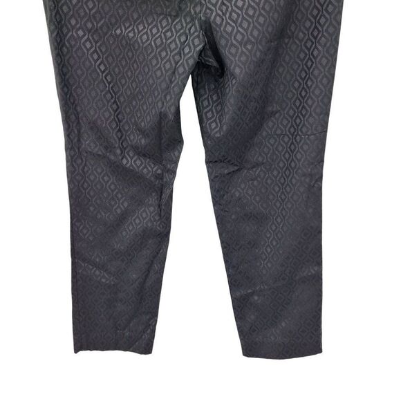 Vtg 90s Womens Black Cigarette Pants 8 Geometric Textured Ankle Stretch Formal - Picture 9 of 10